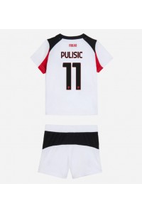 AC Milan Christian Pulisic #11 Jalkapallovaatteet Lasten Vieraspeliasu 2025-26 Lyhythihainen (+ Lyhyet housut)
